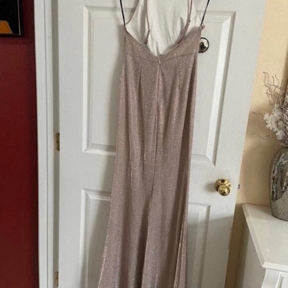 Forever 21 Blush Silver Glitter Halter Bodycon Mermaid Maxi Dress - Picture 5 of 6